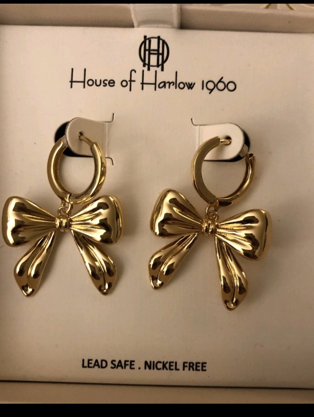 House Of Harlow 1960 Brass Bow Earrings